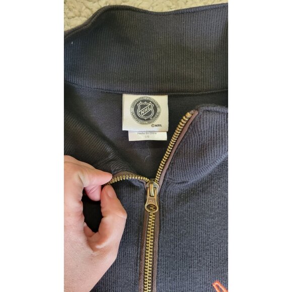 NHL Men's Size L Black Cotton Blend Soft Zip Pull Over Anaheim Ducks - Picture 3 of 8